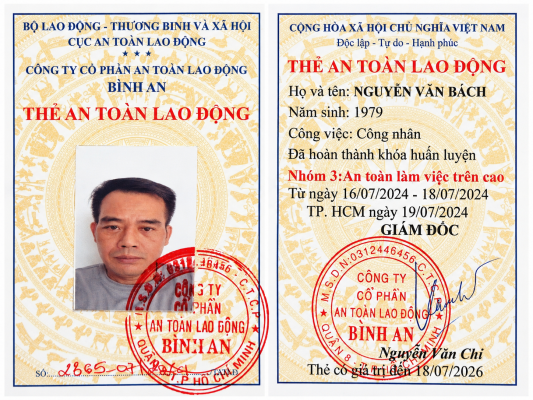Thẻ An Toàn Lao Động Cấp Cho Thợ Lắp Giáo
